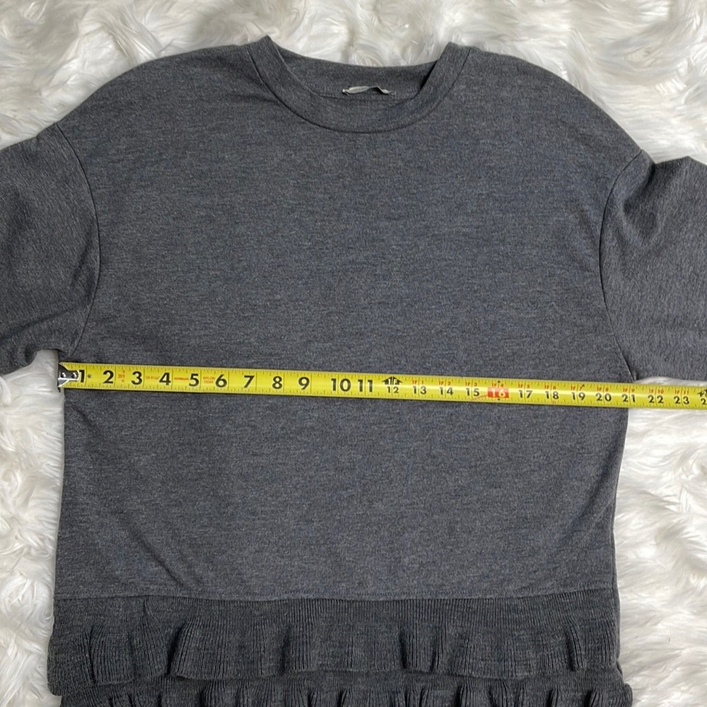 Zara Gray Ruffle Bottom Sweatshirt - Picture 6 of 9